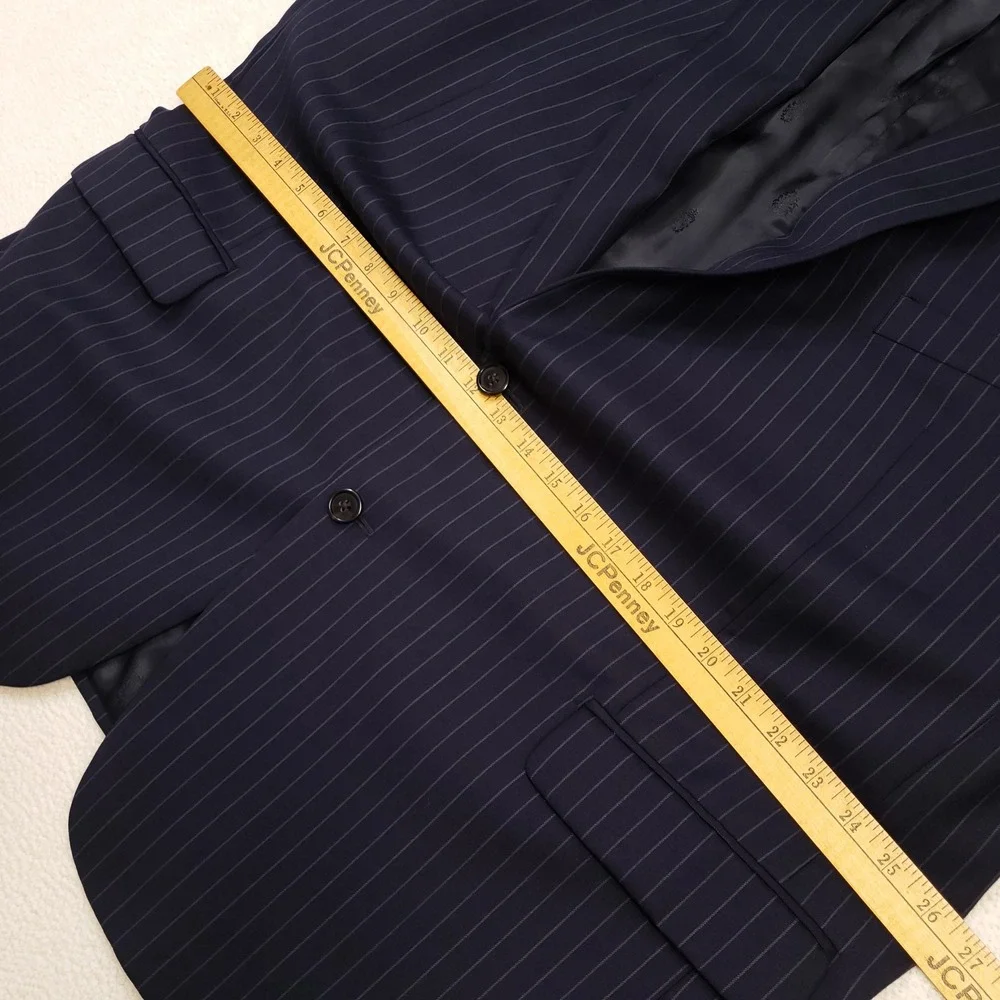 Ralph Ralph Lauren Suit Men 50L 46R Navy Blue Pinstripe Wool Blend Two Piece Set